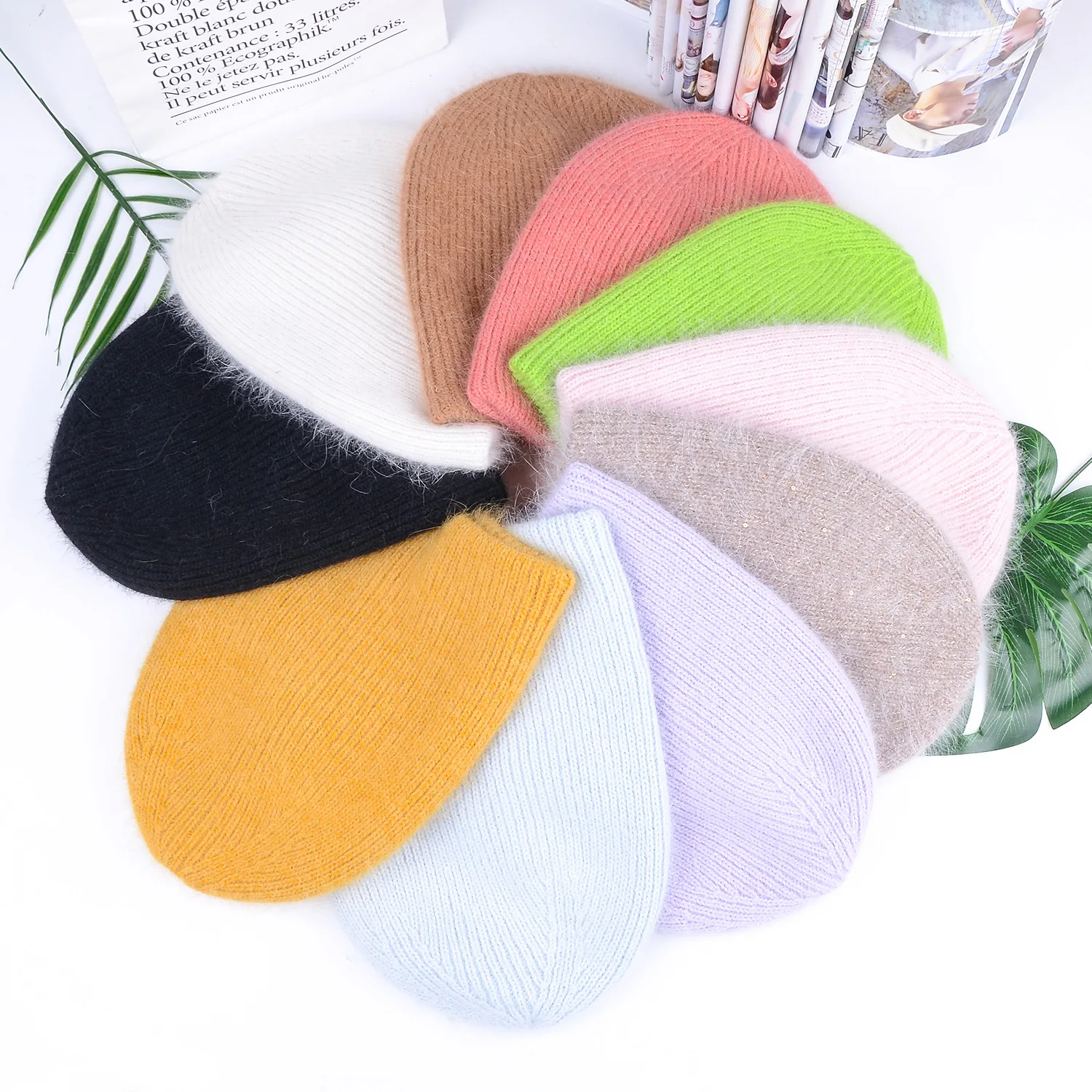 VISROVER 13Colorway Solid Top Quality Woman Winter Hat Soft Unisex Autumn Bonnet Rabbit Fur Warm Beanie SkullieGift Wholesales