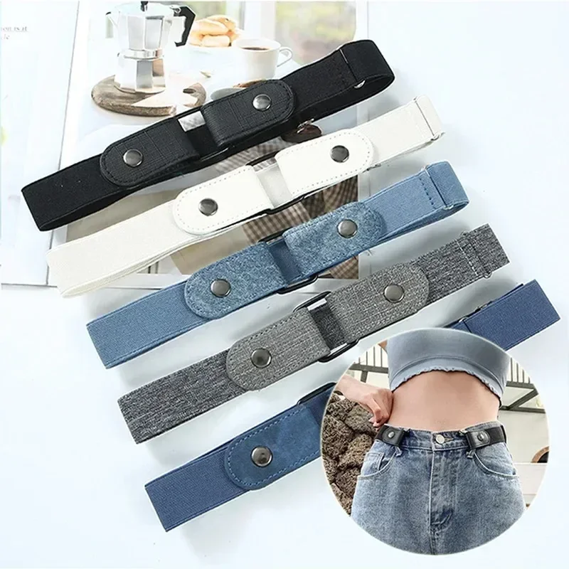 New Canvas Adjustable Elastic Waist Band Invisible Belt Buckle-Free Belts for Women Men Jean Pants Dress No Buckle Easy To Wear