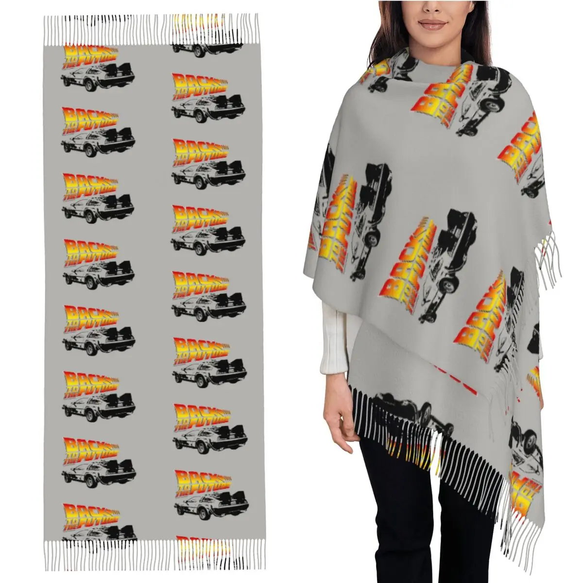 

Ретро шарф «Назад в будущее», шарфы с кисточками для женщин, мягкие теплые шали и накидки, большая осенне-зимняя шаль