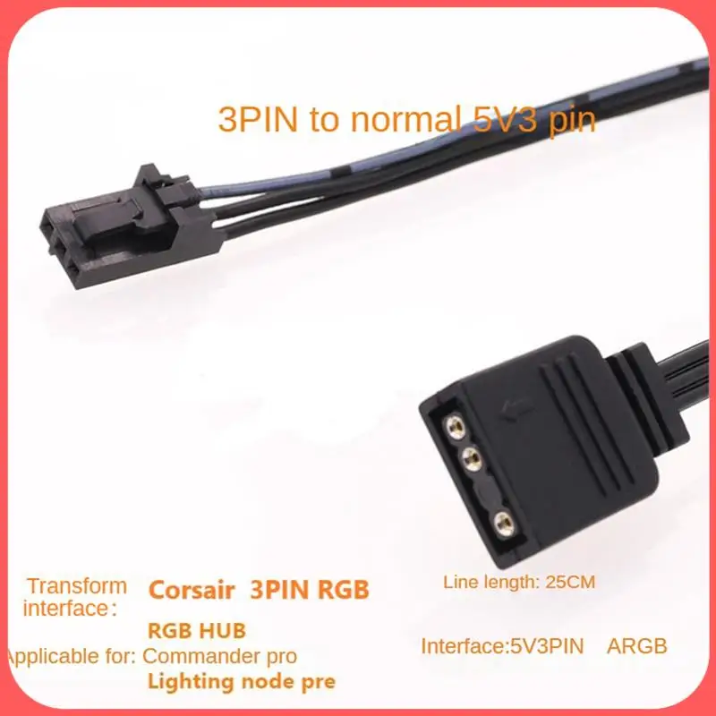 

AA89-For Corsair 3PIN RGB To Standard ARGB 3-Pin 5V Adapter Connector RGB Cable For Corsair Fan/Hub/Lighting Node/Commander
