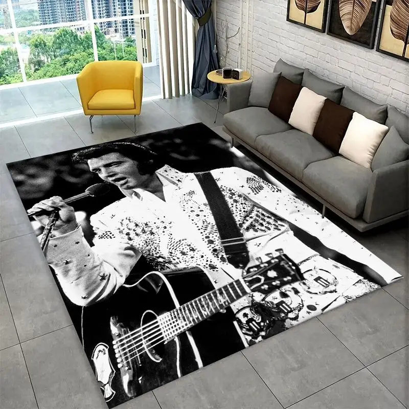 Retro The King E-Elvis Presley Non-Slip Area Rug for Living Room,Bedroom,Playroom,Soft Carpet Floor Mat Home Decor Rug  Room
