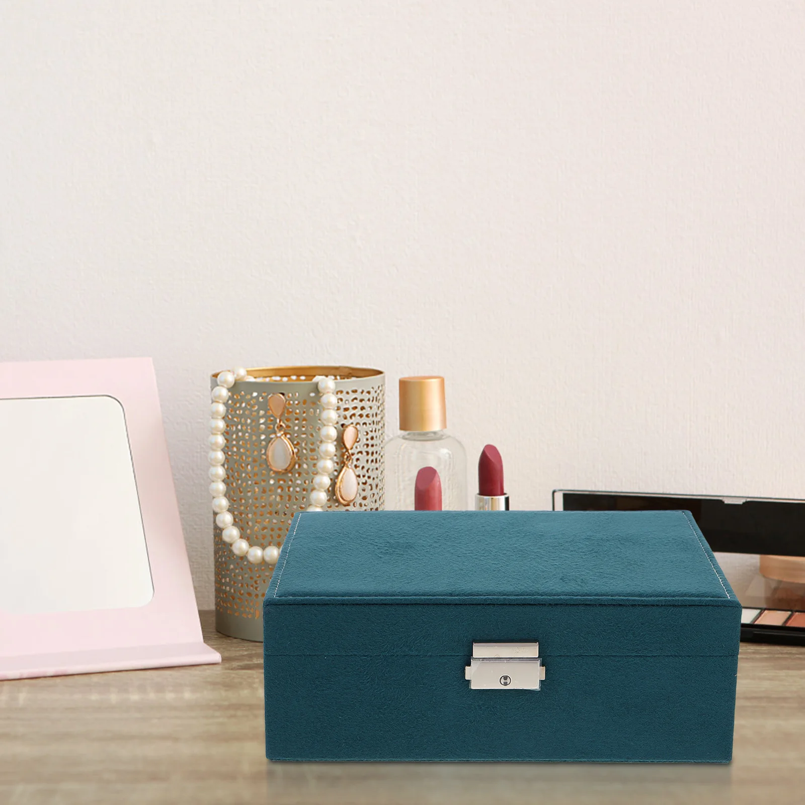 

Jewelry Box Necklace Tray Case Double Layer Holder Flannel Organizer Travel Bracelet Earring