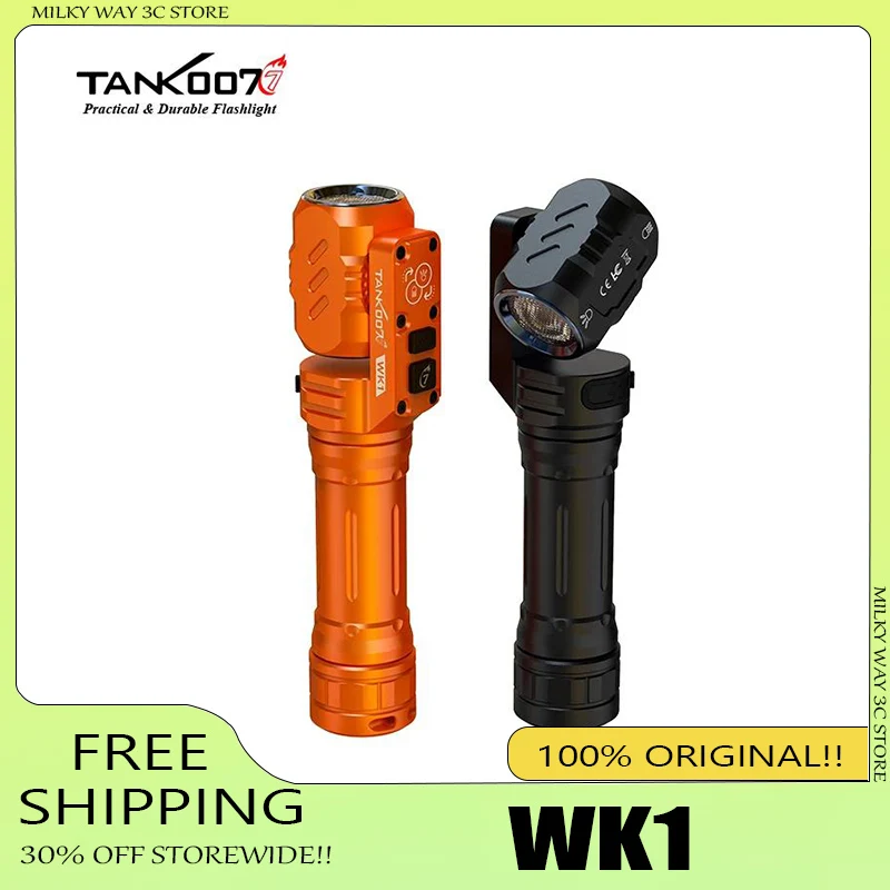 

TANK007 WK1 Professional Work Flashlight 2600mAh 1400 Lumens Bidirectional Light Source Magnetic Rotatable Head At The Tail Gift