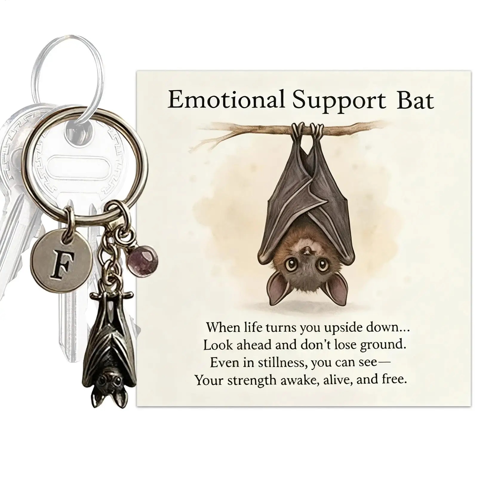 Bat Keychain Spooky Inspirational Key Ring Pendant Spooky Keychain For Women Men Kids Adults Stocking Stuffers Classroom Prizes