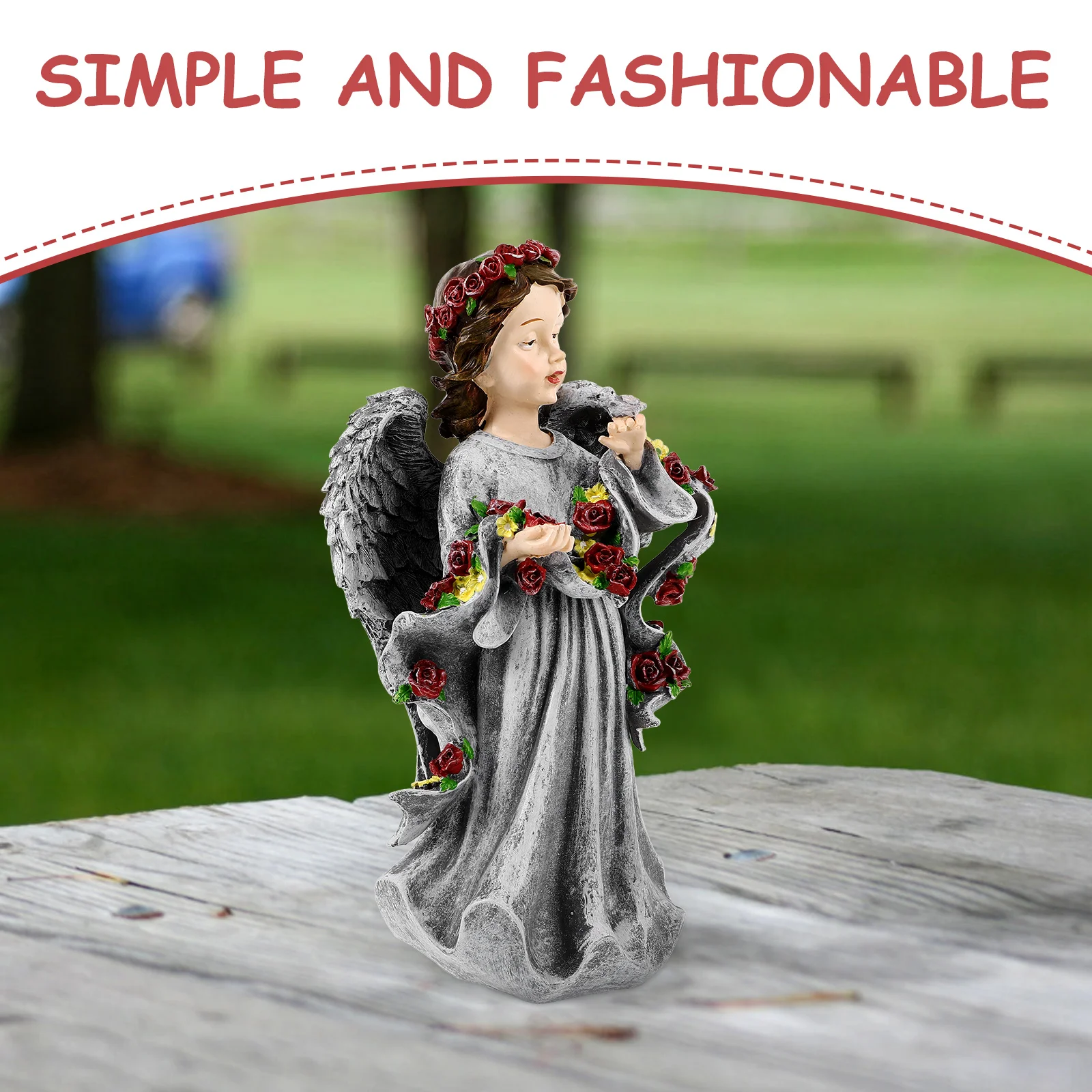 

Ornaments Elegant Resin Sculpture Desktop Shelf Sitting Angels Figurines Figure Crafts Decor