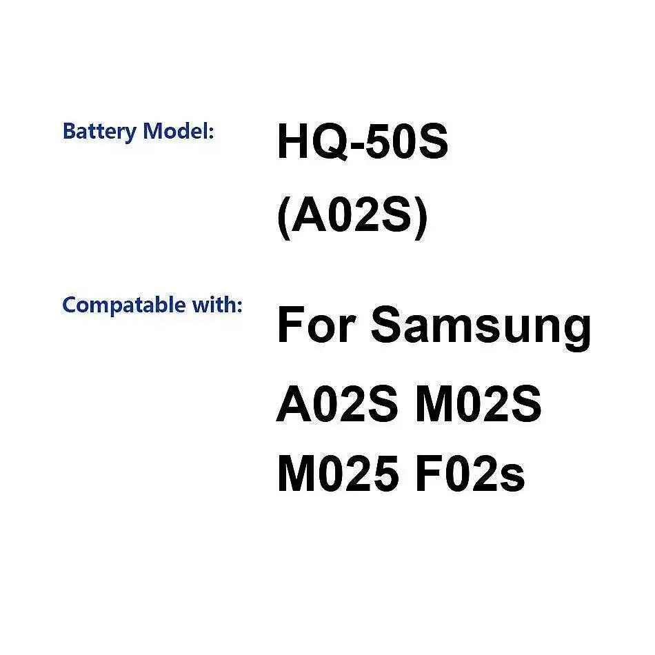 

Reliable Replacement 5000Mah For Samsung Galaxy A02S M02S M025 F02s HQ-50S Mobile Phone Battery