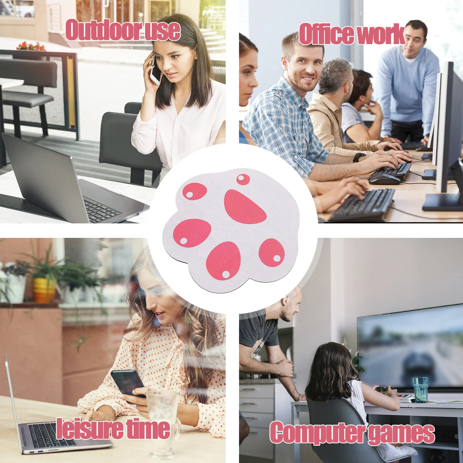 Entzückendes Katzenkrallen-Mauspad, rutschfest, Kätzchenpfotenform, Gummimaterial, geeignet für Computer, Arbeit, Studium