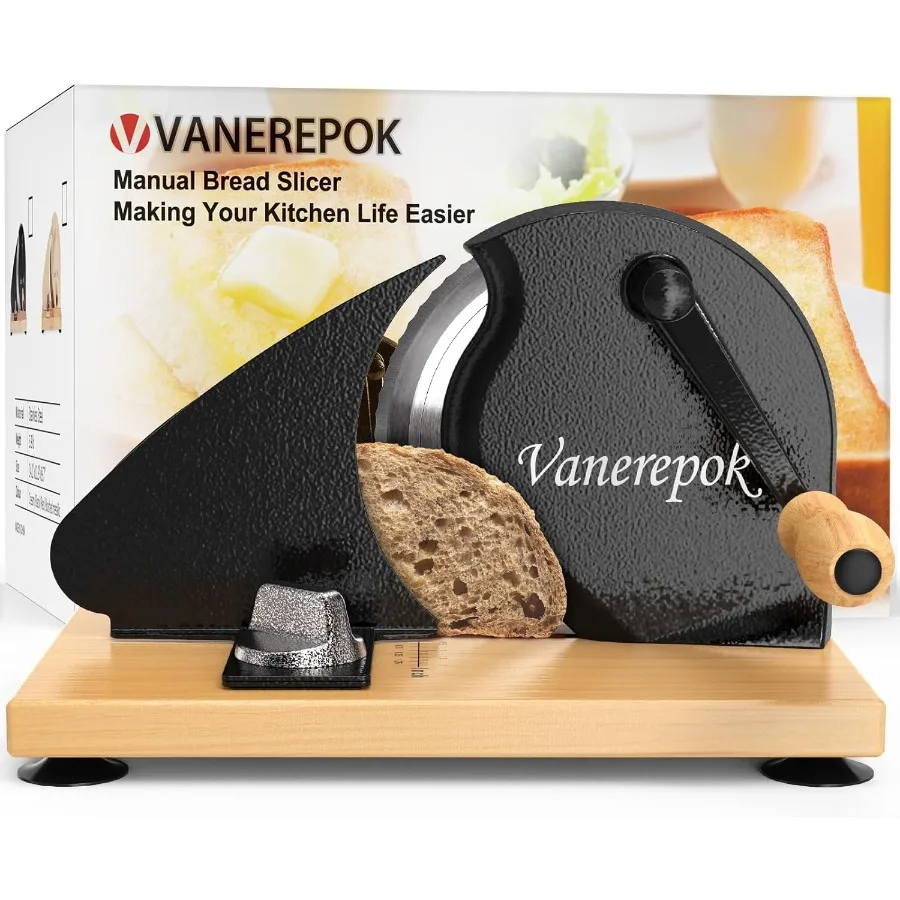 

Manual Bread Slicer for Homemade Sourdough Bread Versatile Hand Crank Bread Slicer for Sourdough Crusty Bread Etc Stainless Ste