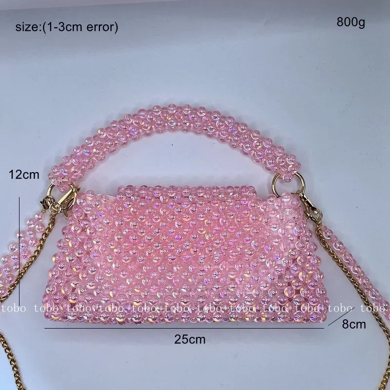 Rosa perline uniche fatte in casa borse firmate estate carino rosa abbigliamento donna borsa interna Versatile fantasia portafogli da sera per le