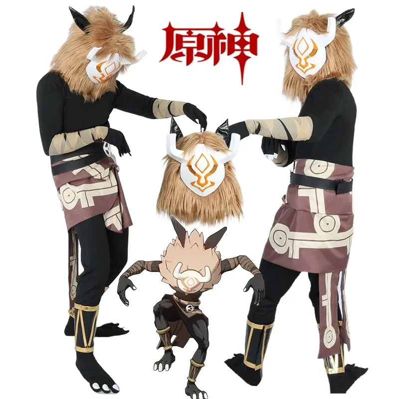 

Game Genshin Impact Hilichurl Cosplay Costume Mask Unisex Hilichurl Common Enemies Halloween Carnival Costumes for Men Women
