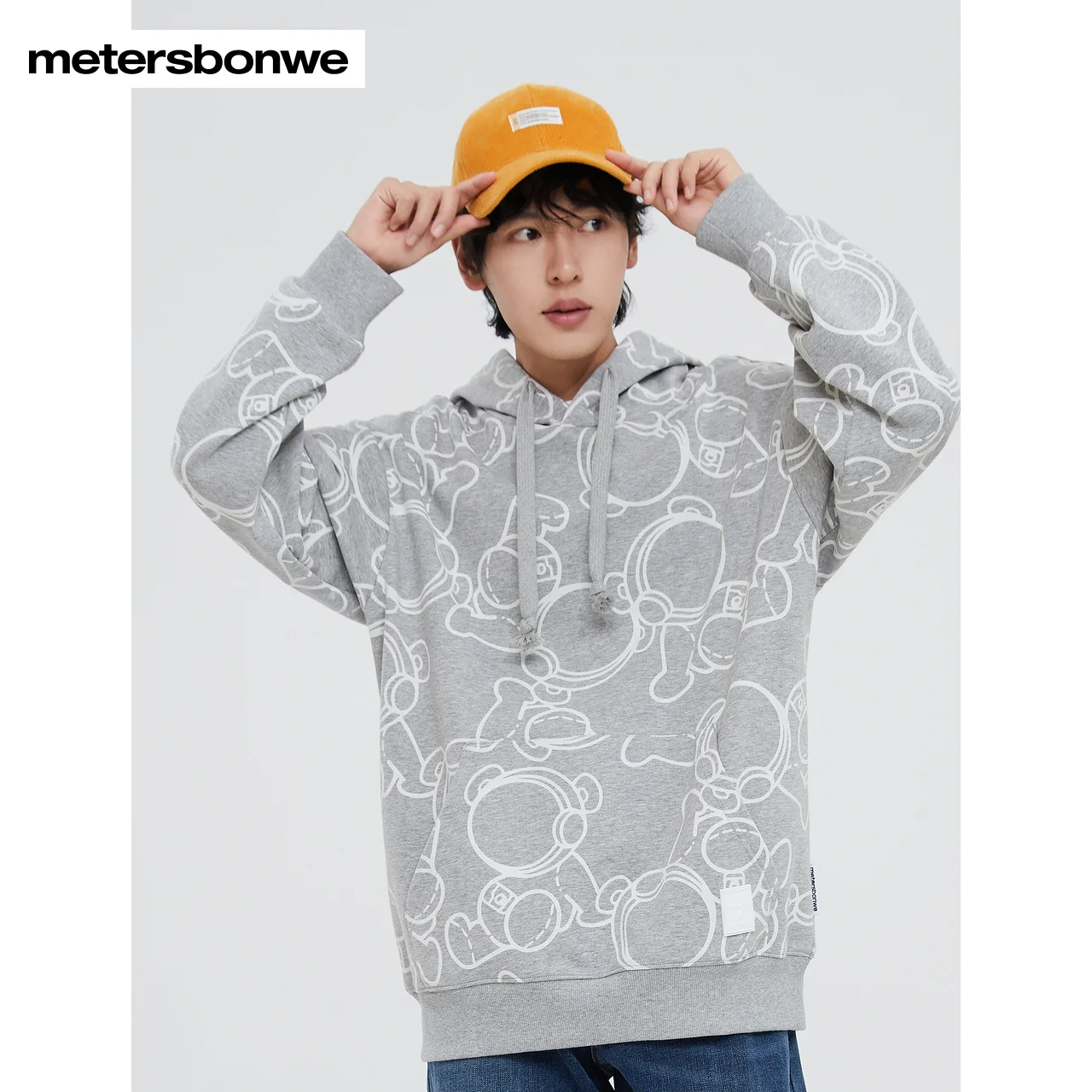 Metersbonwe-Men's And Women's Fleece Classic Hooded Design Pullover Full Fashion Cartoon Print Hoodie Casual Warm Wear Winter