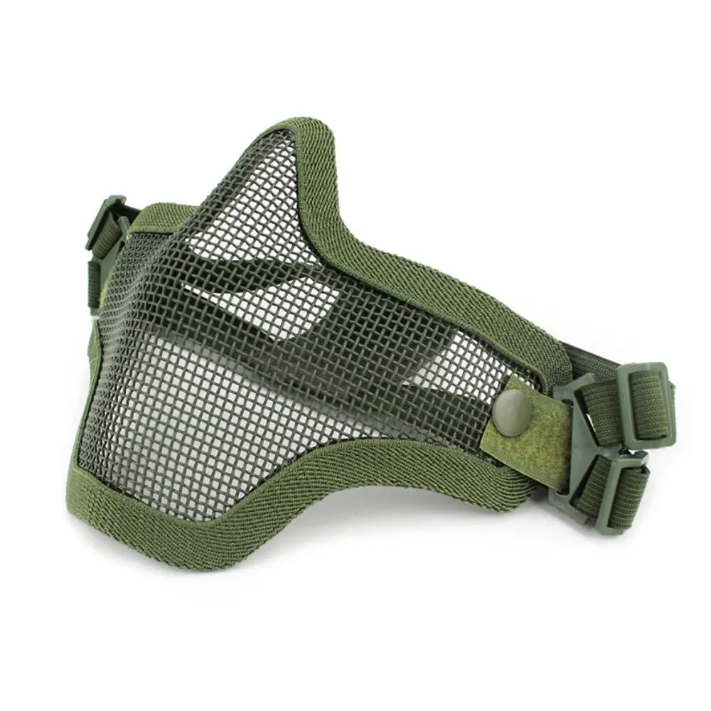 قناع سلكي نصف وجه قابل للتعديل، قناع وجه معدني من الفولاذ الكربوني، قناع شبكي من الفولاذ الأخضر/الأسمر