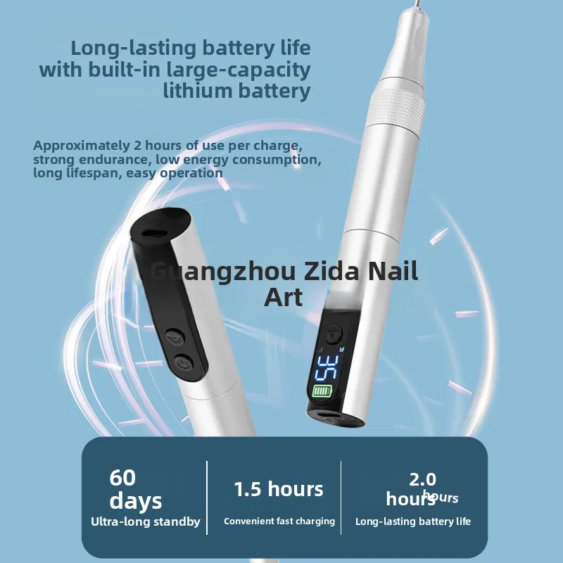 Penna per levigatura per unghie ricaricabile, accumulo di energia portatile per nail art, penna tampone per esplosioni transfrontaliere, nero, bianco, rosa, viola