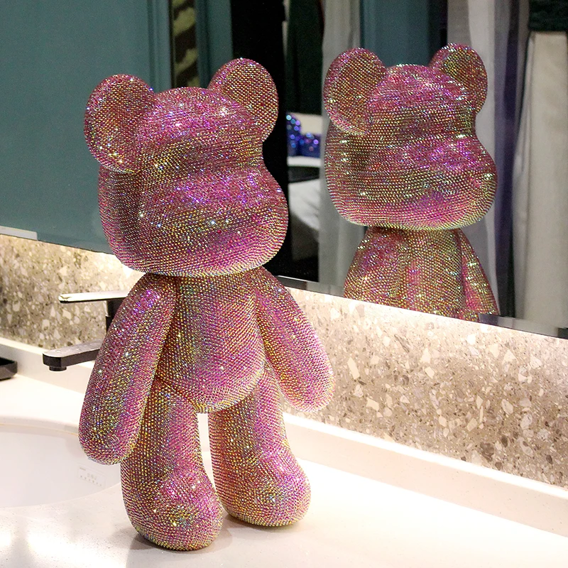 Large Diamond Bear Figurines DIY Rhinestones Violent Bear Statue Art Paint Vinyl Figure Doll Jewelry Cross Stitch Kid Toy Gifts