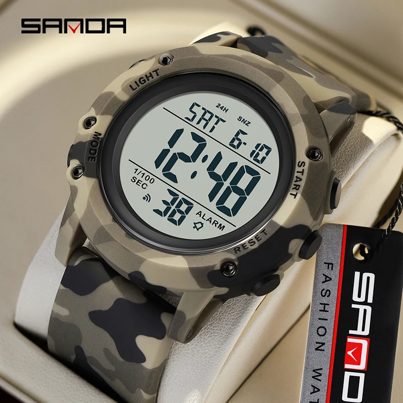 Sanda Top Brand Mens Watches Luxury Multi-function Electronic Watch Luminous Led Digital Display 50m Waterproof Reloj Hombre