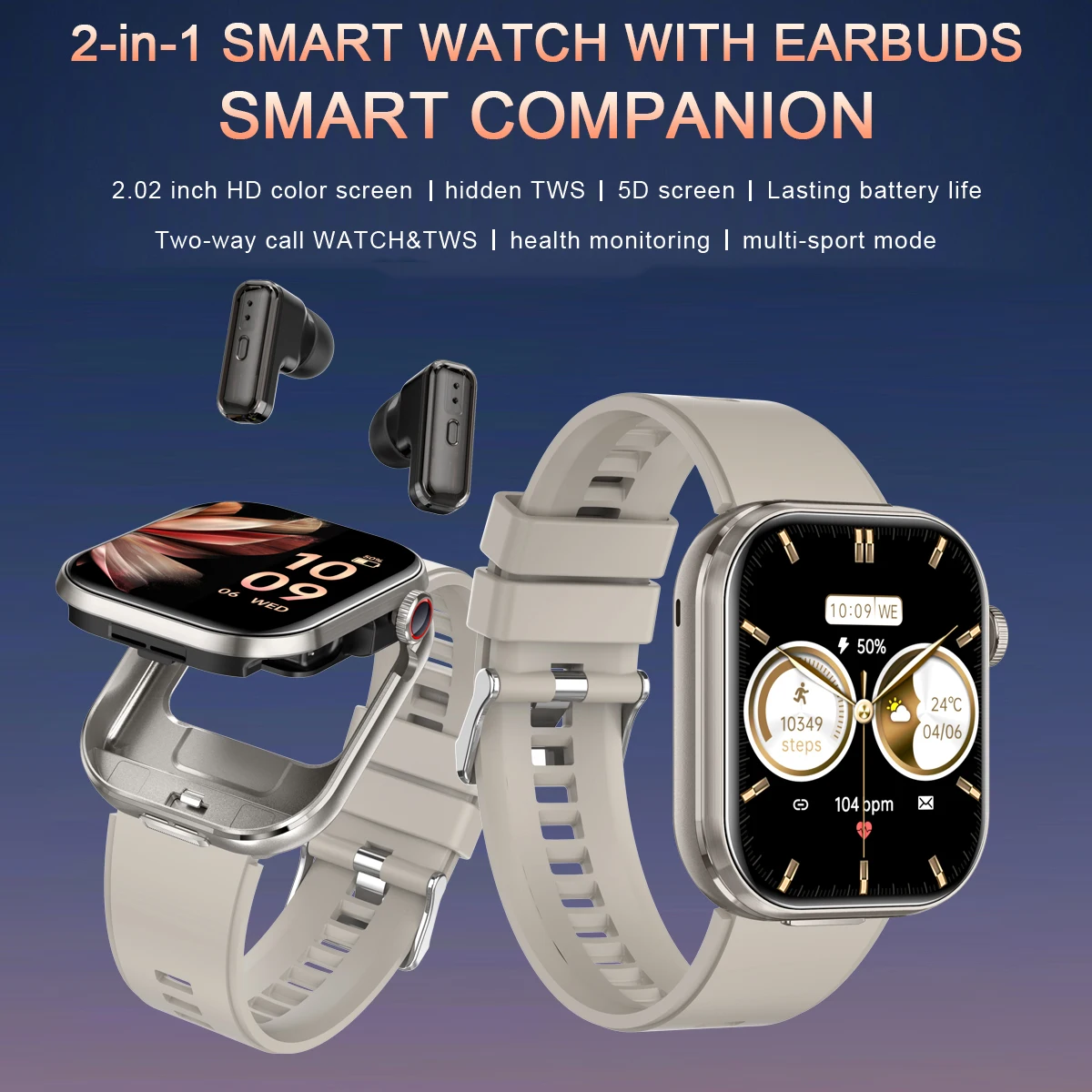2026 Wireless TWS Earbuds 2 in 1 Smart Watch 2.02