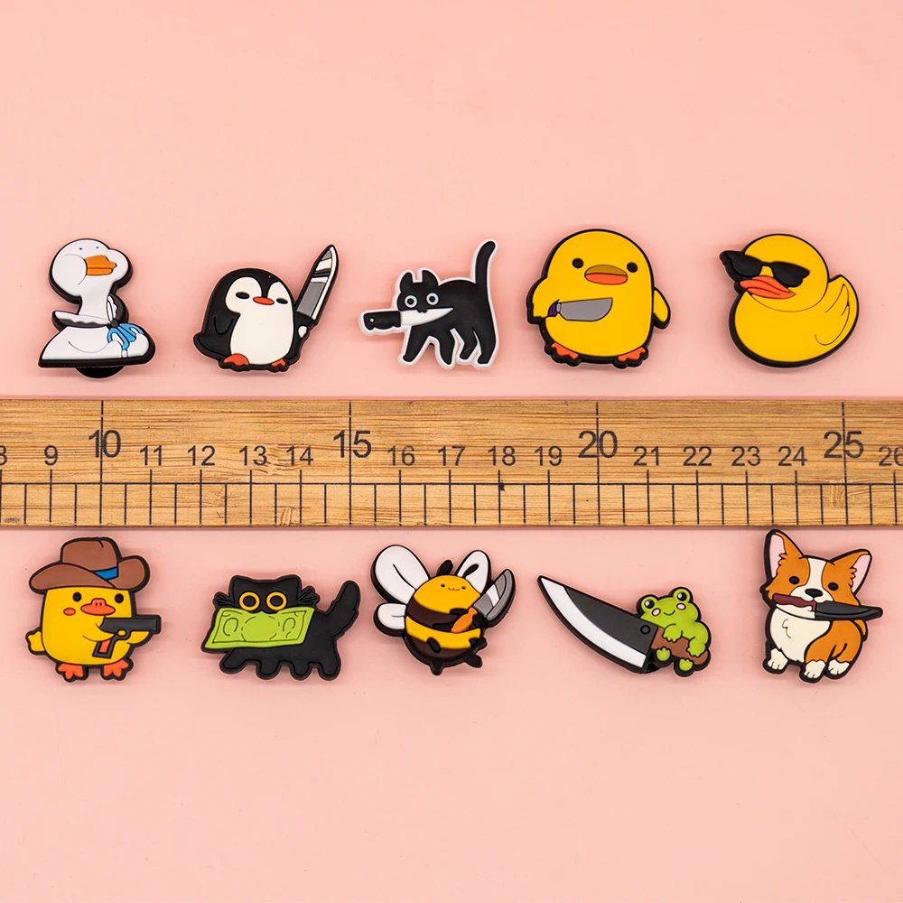 1/10 Stück Cartoon Tiere Schuh Charms Enten Pinguine Katzen Schuh Dekorationen Zubehör Frösche Hunde Pins für Frauen Kinder Clog Schnallen – Detail 3