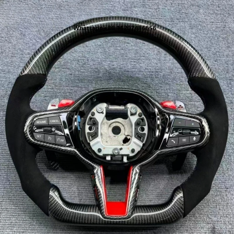 Carbon Fiber Car Steering Wheel for  X3 X4 X5 G21 G22 G23 G20 G30 G01 G02 G08 G31 G38 Plug and Play Red Accents