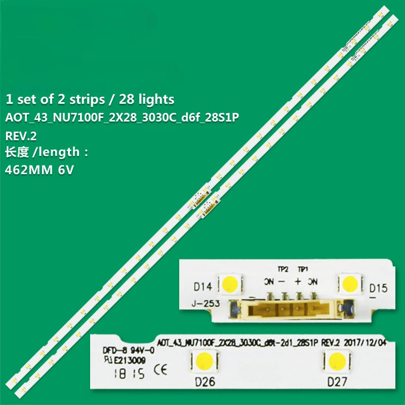1-conjunto-de-faixa-de-luz-aot43inch-aot-43-nu7100f-2x28-462mm-para-tv-lcd-ue43nu7100u-ue43nu7120u-bn44-00947a-e-modelos-semelhantes
