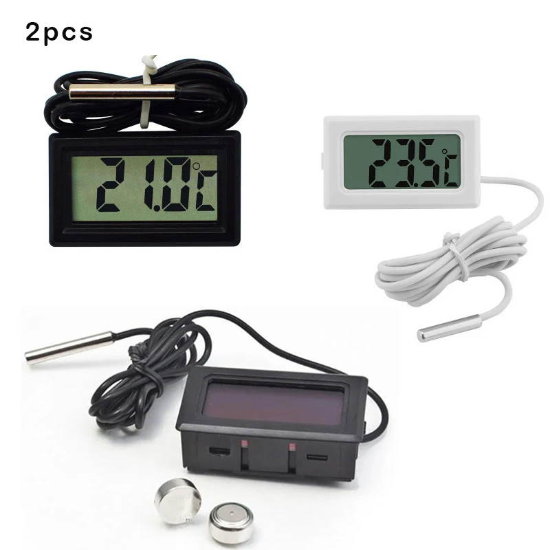 2pc Waterproof LCD Digital Thermometer electronic instrument Aquarium Electronic Precision Fish Tank Temperature Measuring Tool