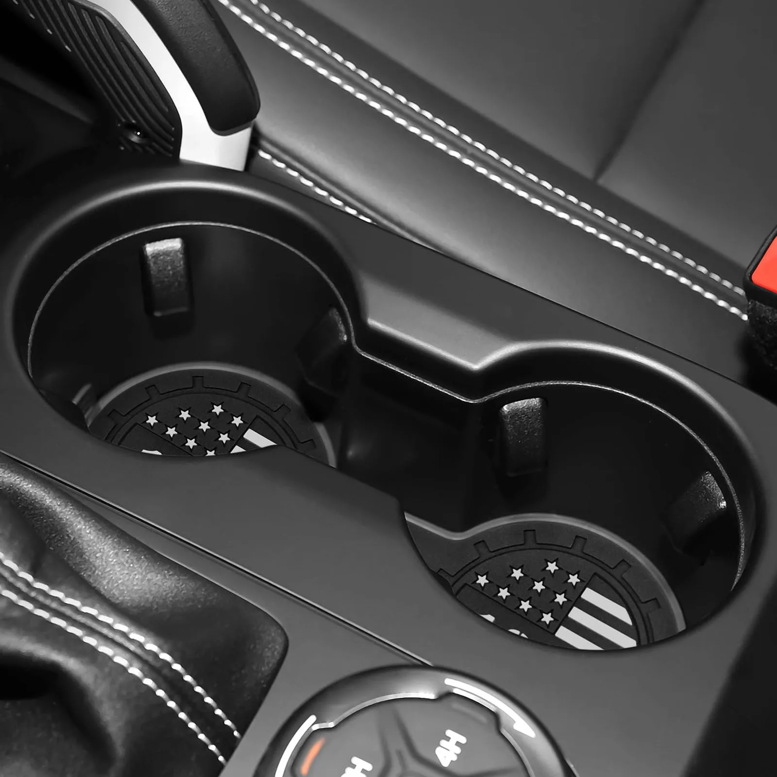 2pcs Car Cup Holder Coasters with American Flag Pattern Non-slip Rubber Mat for Bottle Holder 2.75 Inch Car Interior Accessories