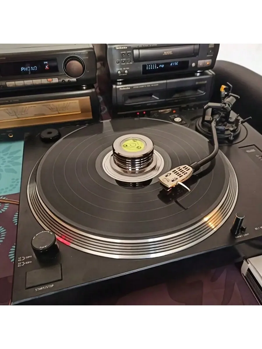 HHDZI Universal 50Hz LP Vinyl Record Player Disc Turntable Stabilizer with Level Aluminum Alloy Weight Clamp Music Player