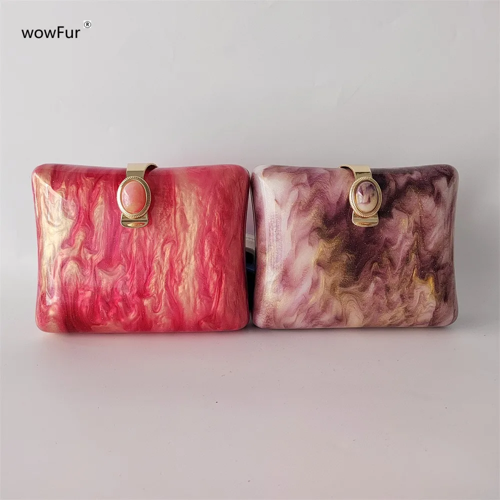 

Специальные блестящие акриловые клатчи в коробке, каменная металлическая застежка, вечерняя сумка-клатч, Женская сумочка, Круглый кошелек, свадебные кошельки