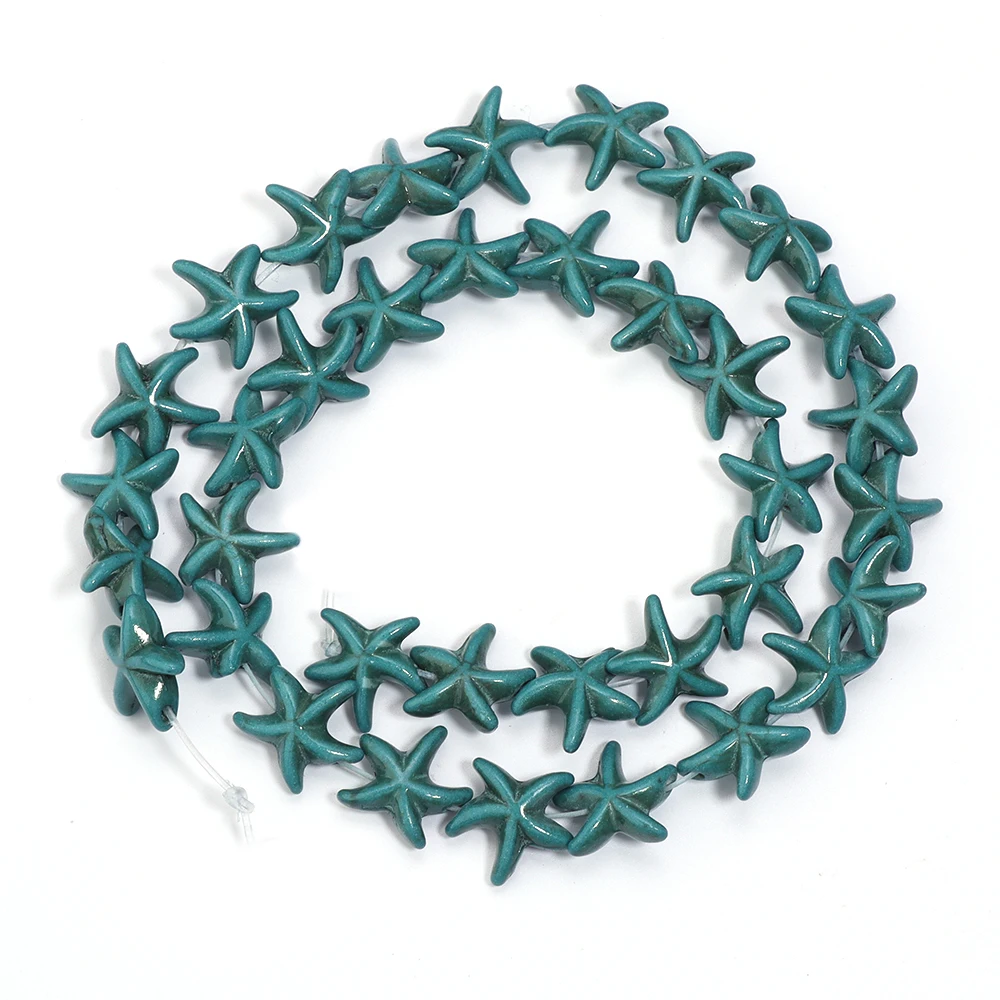 35pcs 13mm Zeester Vorm Natuurlijke Turquoise Stenen Kralen Kleurrijke Howliet Handgemaakte Kralen voor Sieraden Maken DIY Hanger Ambachten