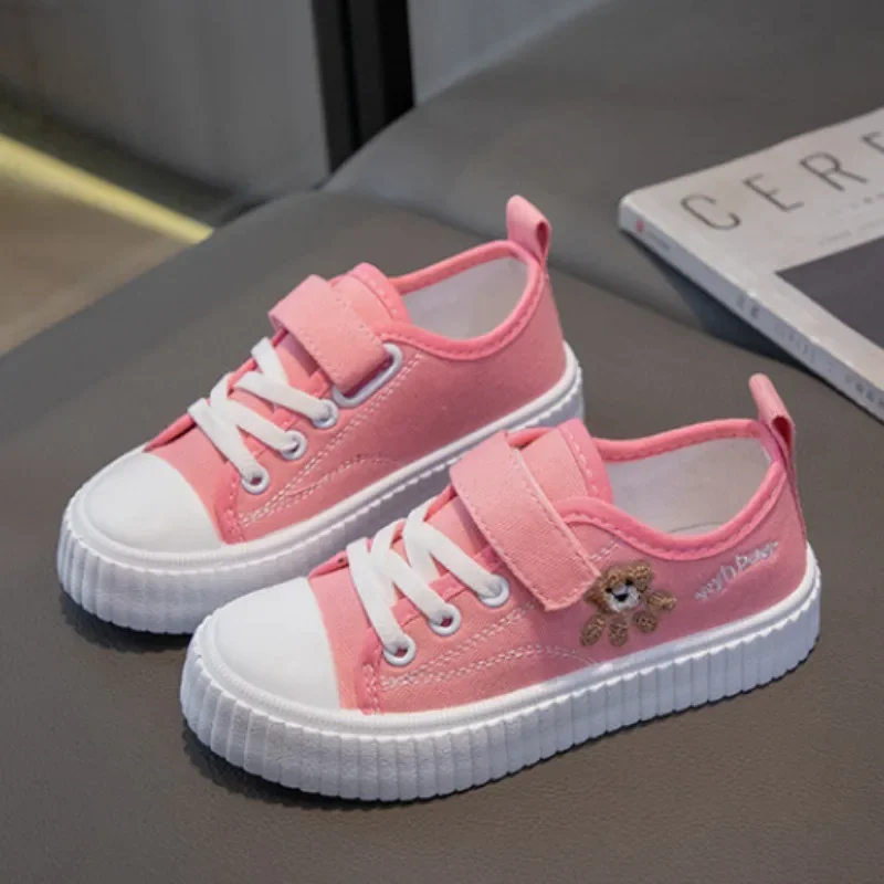 Kids Canvas Shoe 2023 Spring Autumn Girl Non-slip Casual Shoes School Flat Children Sneakers Boy Soft Sole Breathable Board Shoe