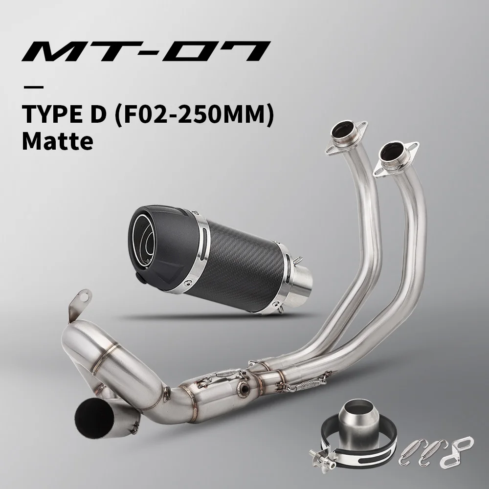 MT07 uitlaat motorfiets uitlaat compleet systeem voor MT-07 FZ-07 F01/F02 2014-2025 roestvrijstalen voorste verbindingspijp set