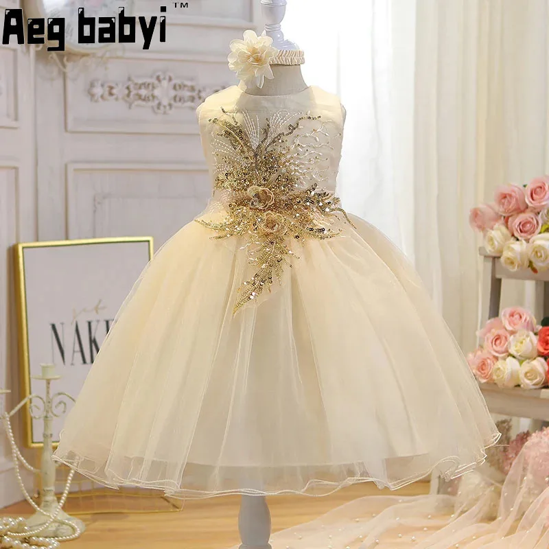 

Flower Princess Dress For Infant Girls Cute Bowknot Petal Clothes Baby Girl Gowns Embroidery Toddler Newborn Baptism Dress 0-24M