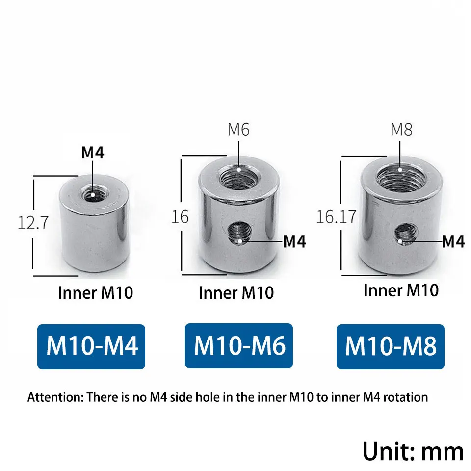 Écrou de conversion à filetage interne figuré avec trou de verrouillage, vis de verrouillage circulaire M10, M8, M6, trou traversant, verrouillage par fil d'acier, 3 pièces