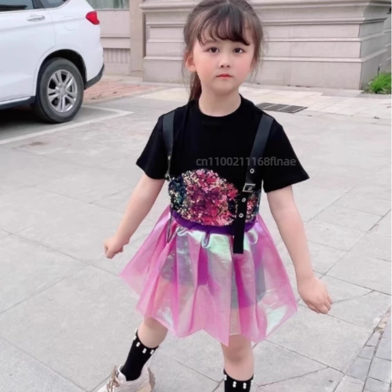 Girls' Jazz Dance Costumes, Hip-hop Children's Street Dance Runway Costumes, Girls' Cheerleading Performance Costumes Set