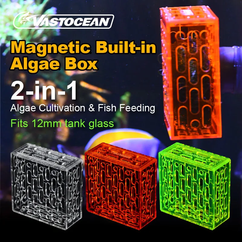 VASTOCEAN Caja Magnética Fluorescente Interna para Algas, Clip para Algas y Alimentador de Peces Pequeños