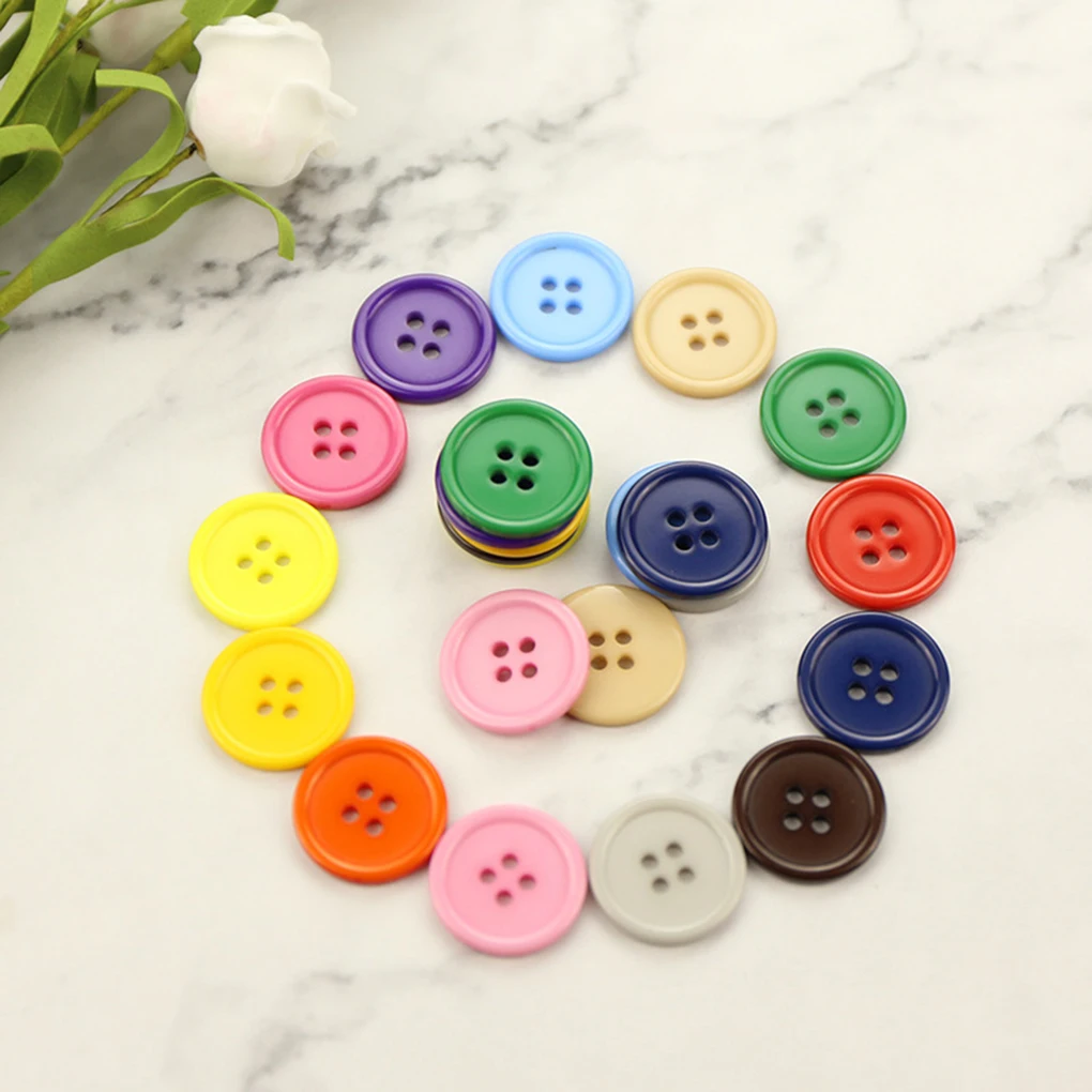 100-Piece Colorful Sewing Buttons Plastic Mixed Color DIY Round 4-Holes Sewing Scrapbooking Buttons