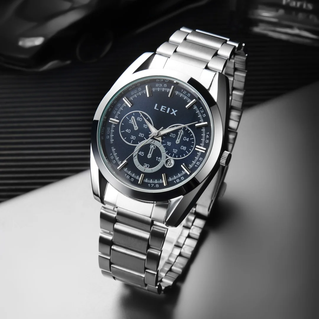 Relojes de lujo a la moda para hombre, reloj de cuarzo informal de acero inoxidable para negocios para hombre, reloj de pulsera con esfera grande y fecha, reloj Masculino