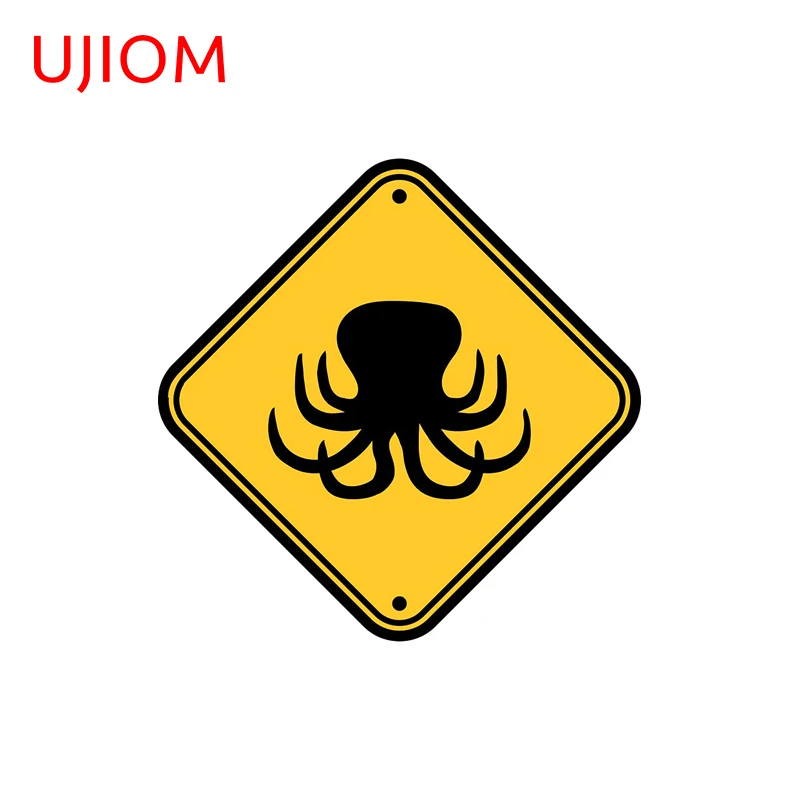 UJIOM Shield Warning Octopus Wall Sticker Refrigerator Danger Caution Waterproof JDM Decal Scratch-Proof Decoration For Glass
