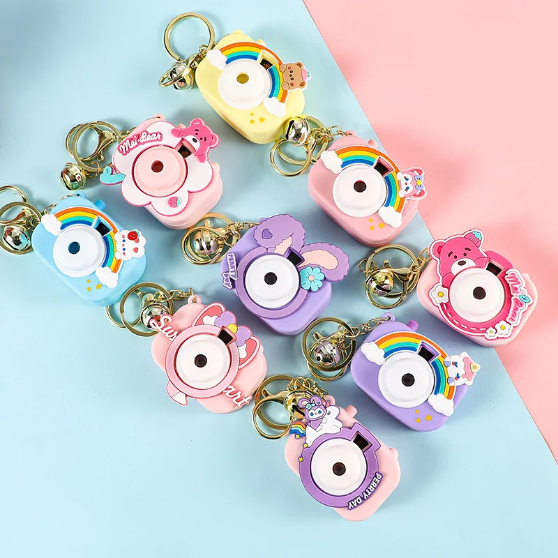 Minso  Projection camera, illuminated keychain, couple bag, pendant, cartoon creative key chain pendant