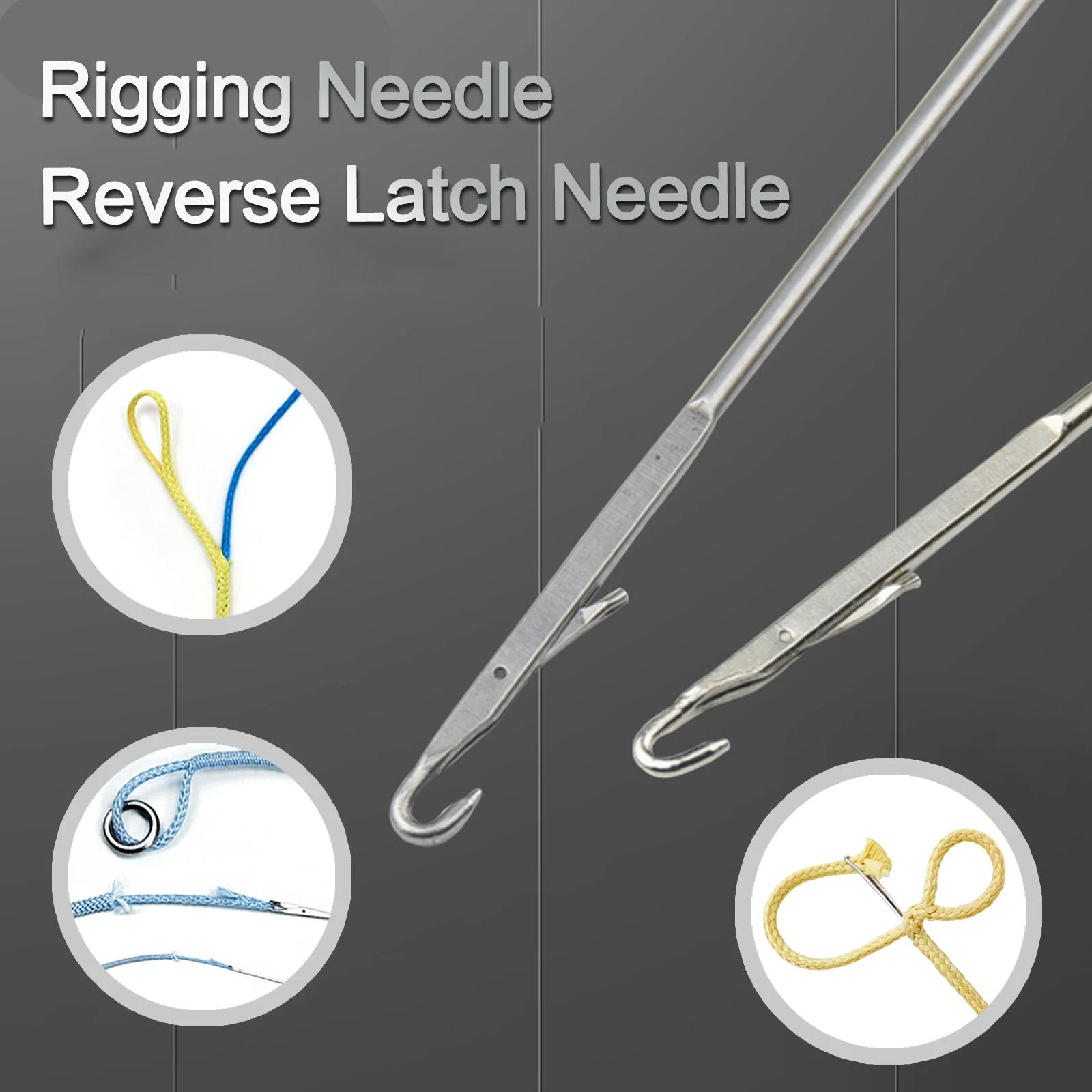 FishTrip Rigging Needle Reverse Latch Needle Fishing Assist Cord Ring Splicing Woolen UHMWPE Kevlar Line Accessories