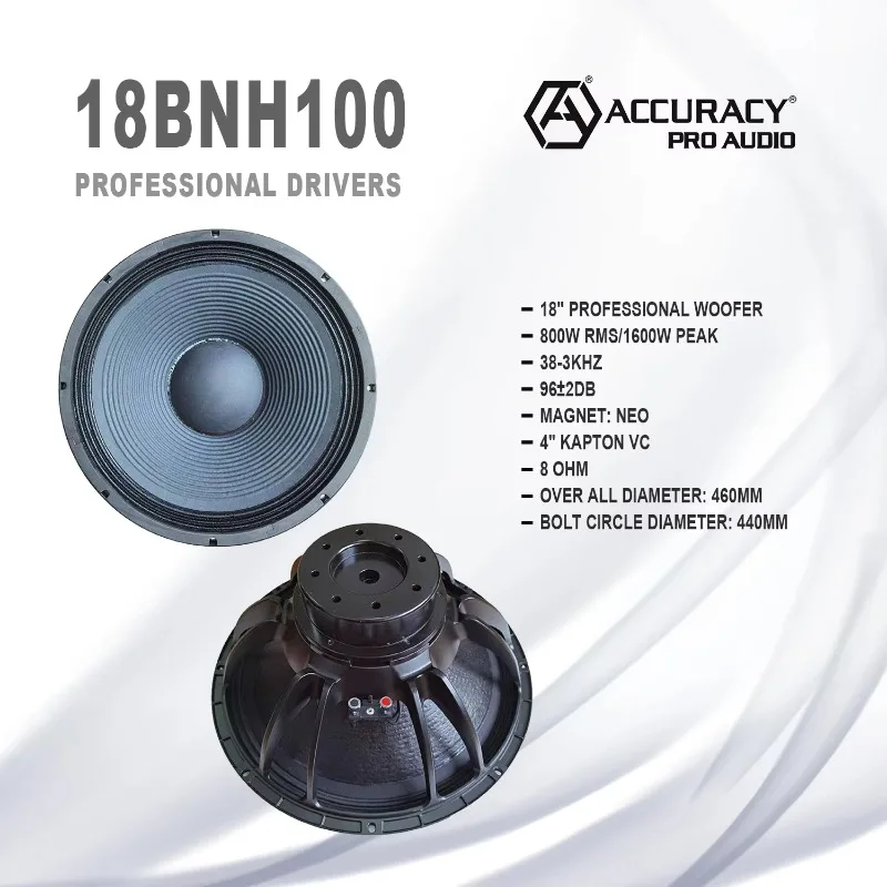 Precision Professional Audio 18BNH100 18-inch 1600W LF Speaker Woofer Audio Metal