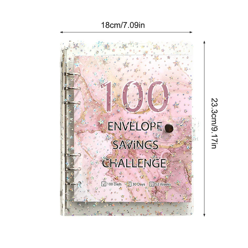 Envelope Saving Money Challenge, Notebook Binder, Caixa Organizador Orçamento, Jogo de dinheiro, 100 dias, 100 dias