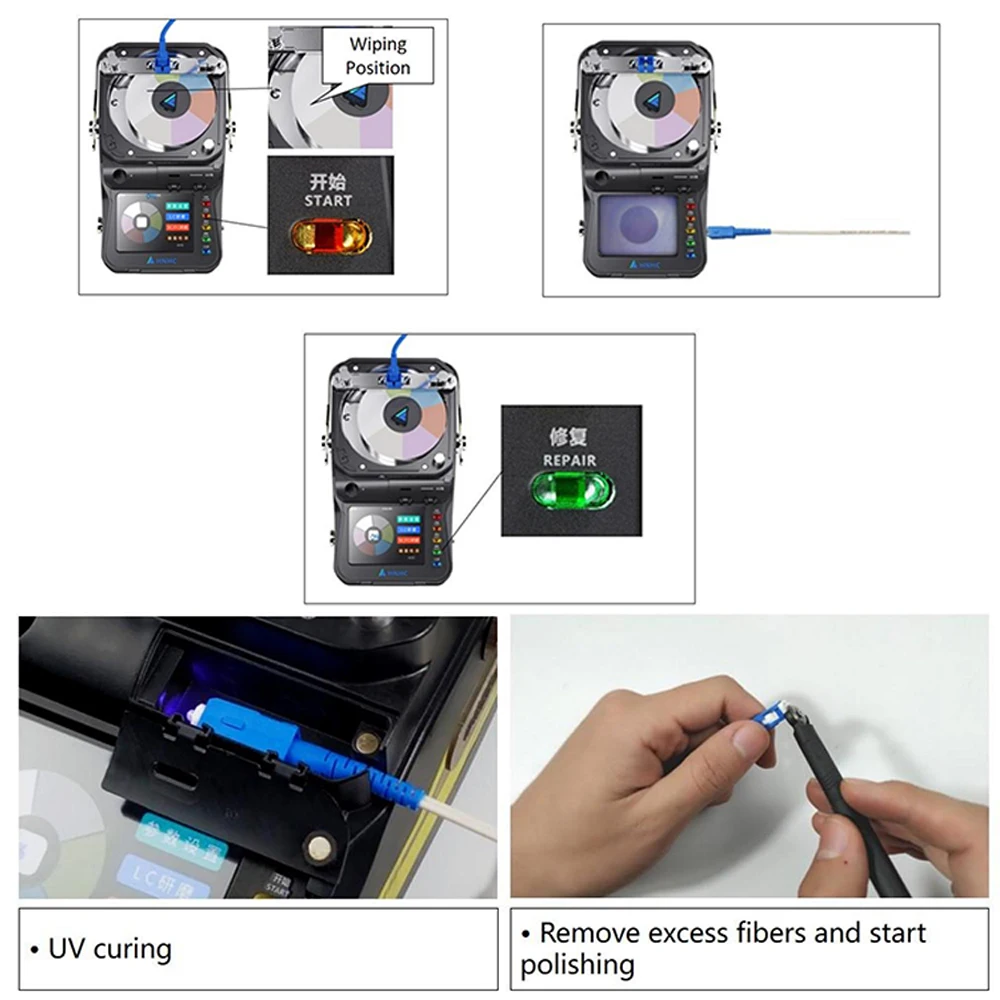 HY-90 fibra ottica Cleaner Connector lucidatrice Tester Splicing Machine LC/SC/FC/ST strumento di pulizia per rettifica ottica