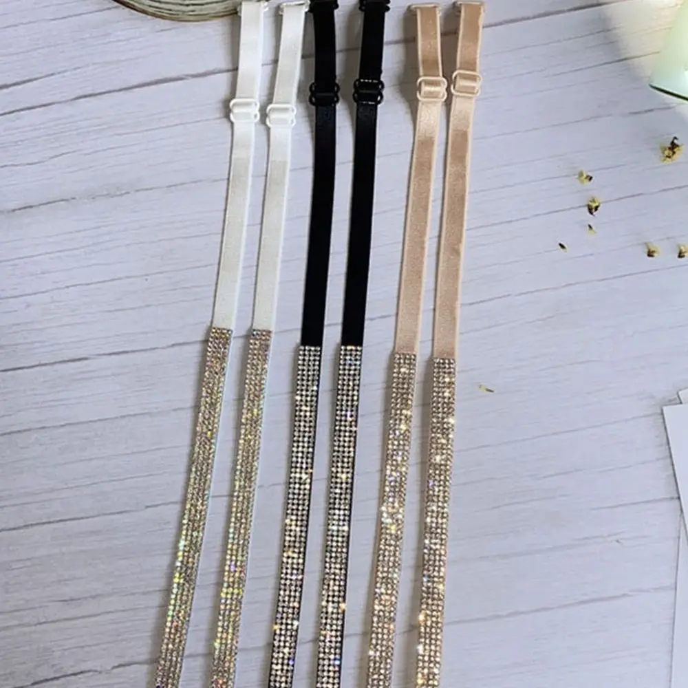 1 Pair Sparkling Rhinestone Bra Straps Replacement Invisible Strap Crossbody Strap Rhinestone Bra Belts Double Shoulder Strap