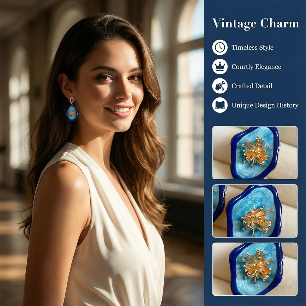 Vintage Silver Needle Oval Pendant  Bud Earrings Retro Court Style Studs with a Touch of Luxury and High-end Fashion Jewelry