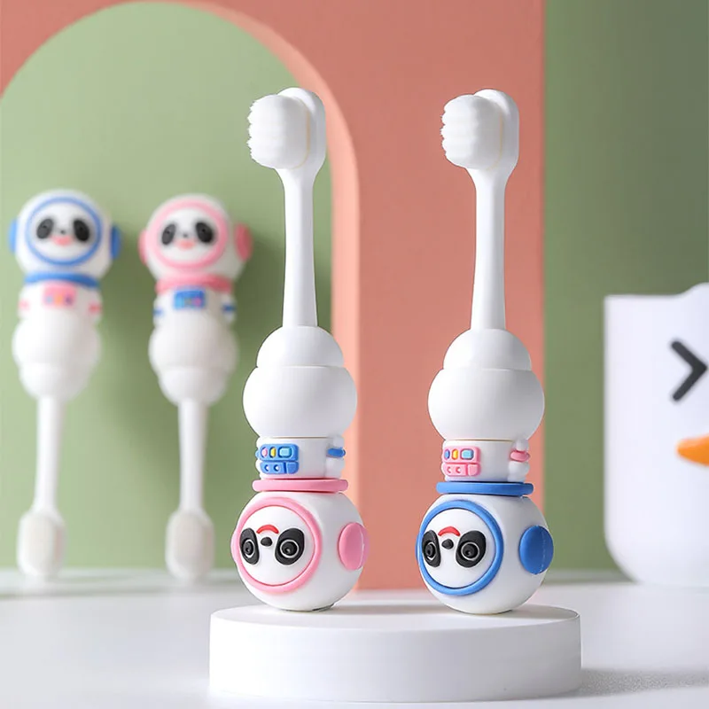 

1PC Extra Soft Cartoon Panda Million Hair Wave Shaped Children's Toothbrush Caring for Children's Dental Health Tools