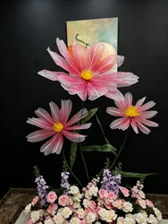 Artificial Silk Flower Wedding Scene Backdrop Decor Silk Yarn Flower Window Display Ornaments Stage Road Guide Floral With Stand