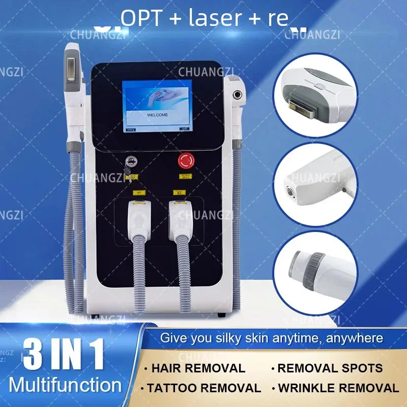 3 IN 1 OPT IPL Profession Remove Hair Machine E-light Nd Yag Eyebrow Pigment Tattoo Removal Epilation Wrinkle Removed Equipment