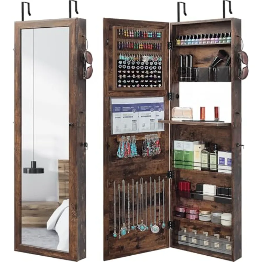 

Зеркало для ювелирных изделий, настенное крепление над дверным зеркалом, шкаф для хранения ювелирных изделий, зеркало-органайзер, запираемое полноразмерное дверное зеркало