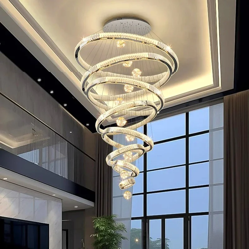 Imagem -04 - Modern Crystal Chandelier For Home Decoration Stair Pendant Lamp Living Room Pendant Lights Iluminação Interior