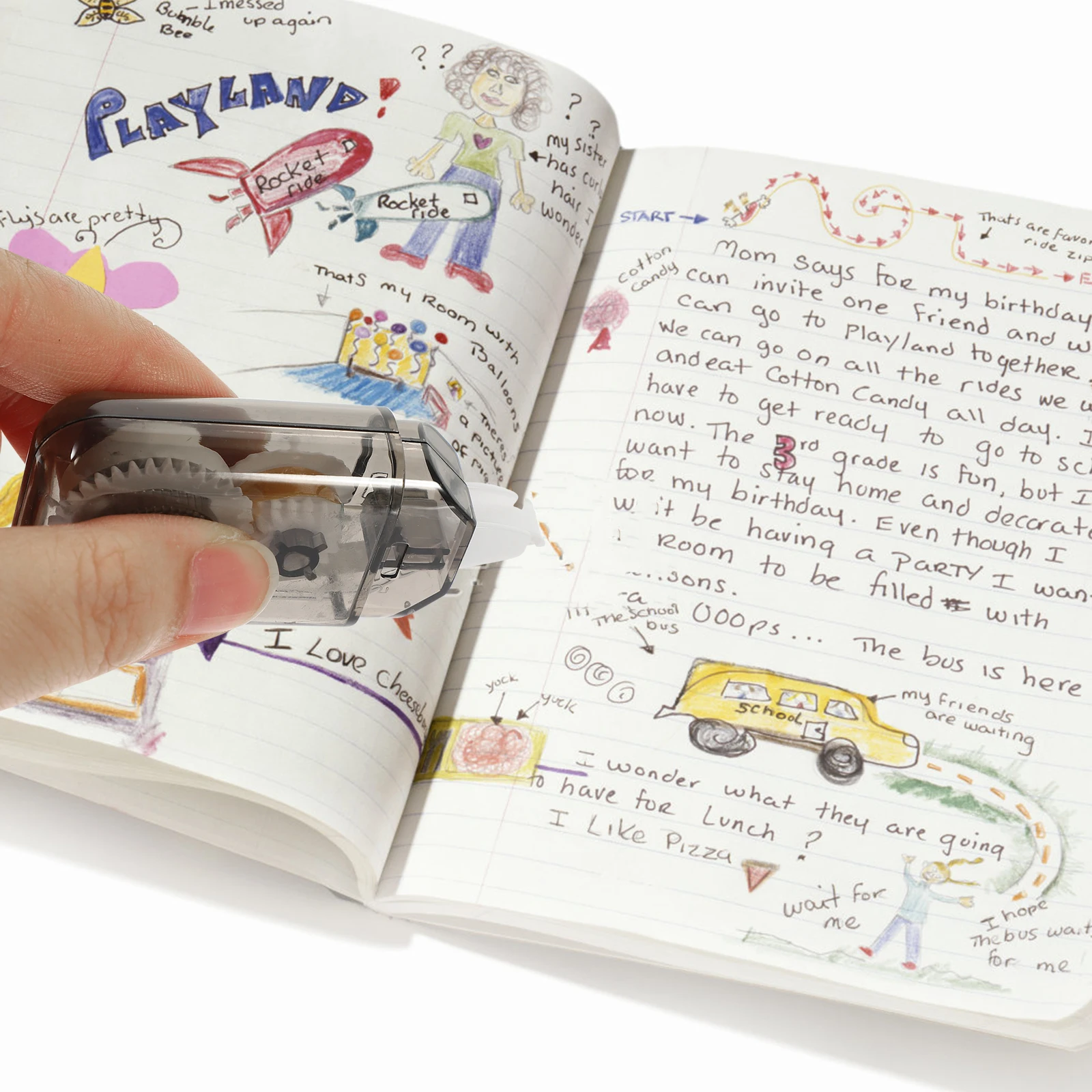 Bande correctrice blanche en plastique, 6 pièces, serrage automatique, adhésif fort, Application douce pour les albums, cartes de vœux